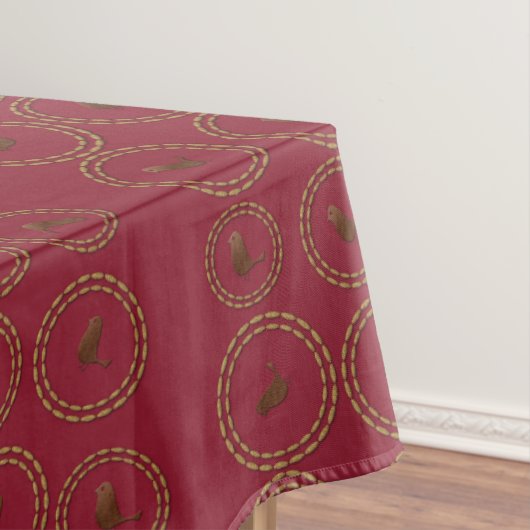 Deep Burgundy Red Birds Pattern Holiday Tablecloth Tafelkleed (Voorbeeld)