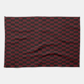 Deep Burgundy Red en Black Woven Pattern Theedoek (Horizontaal)