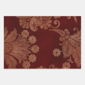 Deep Burgundy Red en Gold Damask Inpakpapier Vel (Voorkant 3)
