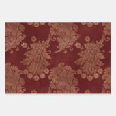 Deep Burgundy Red en Gold Damask Inpakpapier Vel (Voorkant 2)