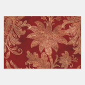 Deep Burgundy Red en Gold Damask Inpakpapier Vel (Voorkant)