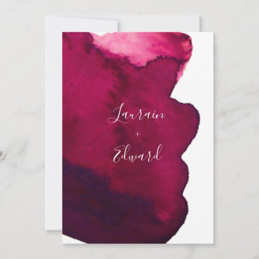 Deep burgundy red waterverf abstracte inkt rood kaart (Achterkant)