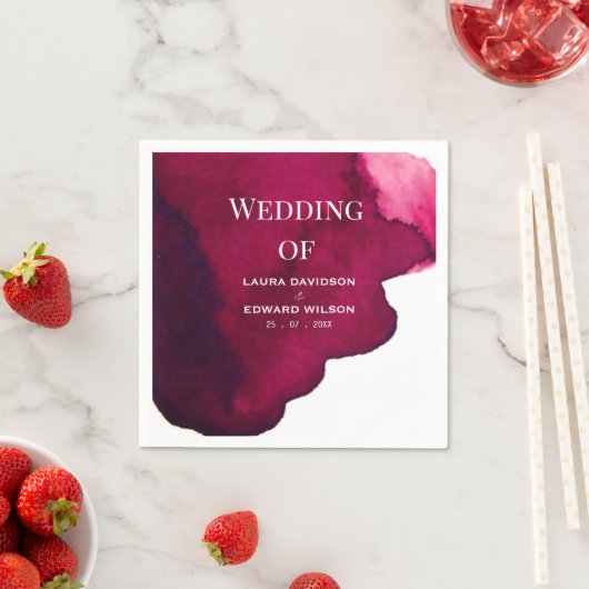 Deep burgundy red waterverf abstracte inkt rood servet (Insitu)