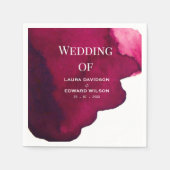 Deep burgundy red waterverf abstracte inkt rood servet (Voorkant)