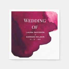 Deep burgundy red waterverf abstracte inkt rood servet