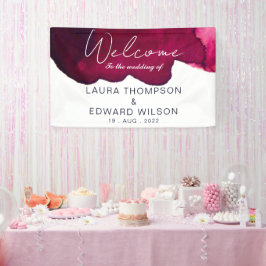 Deep burgundy red waterverf abstracte inkt rood spandoek