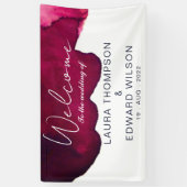 Deep burgundy red waterverf abstracte inkt rood spandoek (Verticaal)