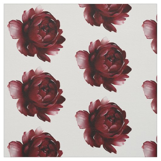 Deep Burgundy Red Waterverf Peony Stof (Swatch)