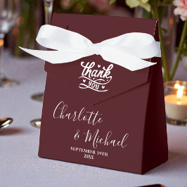 Deep Burgundy Script Minimalist Wedding Bedankdoosjes