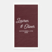Deep Burgundy Script Minimalist Wedding Servet (Voorkant)