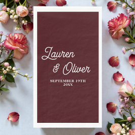 Deep Burgundy Script Minimalist Wedding Servet