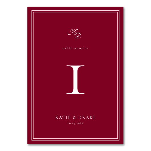 Deep Burgundy Script Wedding Kaart (Voorkant)
