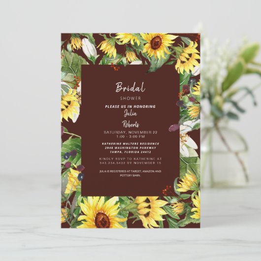 Deep Burgundy Sunflower Vrijgezellenfeest Kaart (Staand voorkant)