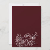 Deep Burgundy White Floral Line Art | Wedding Kaart (Achterkant)