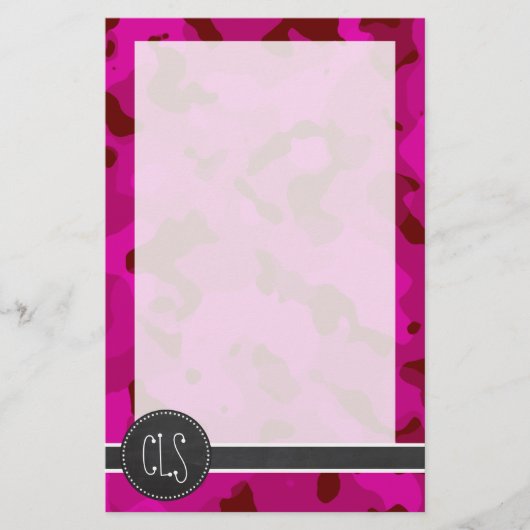 Deep Cerise Camo; Camouflage; Krijtbord Briefpapier (Voorkant)