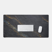Deep Charcoal Slate and Gold Vein Desk Mat (Keyboard & Muis)