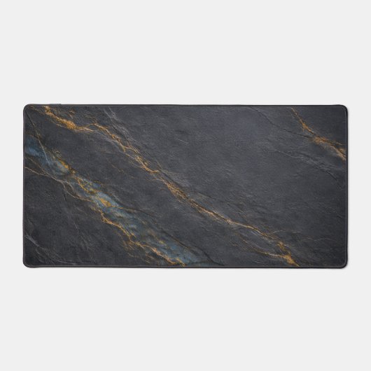 Deep Charcoal Slate and Gold Vein Desk Mat (Voorkant)