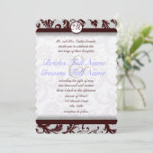 Deep Chocolate Brown Damask Wedding Invitation Kaart (Staand voorkant)