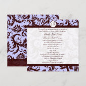 Deep Chocolate Brown Damask Wedding Invitation Kaart (Voorkant / Achterkant)