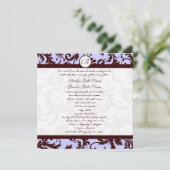 Deep Chocolate Brown Damask Wedding Invitation Kaart (Staand voorkant)