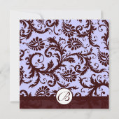 Deep Chocolate Brown Damask Wedding Invitation Kaart (Achterkant)
