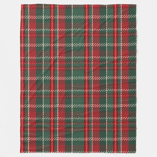Deep Christmas Red Green Tartan Fleece Deken (Voorkant)
