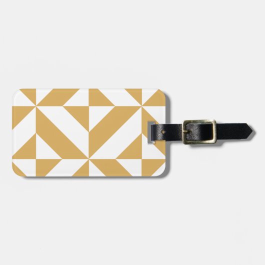 Deep Cool Gold Geometric Deco Cube Patroon Bagagelabel (Voorkant horizontaal)