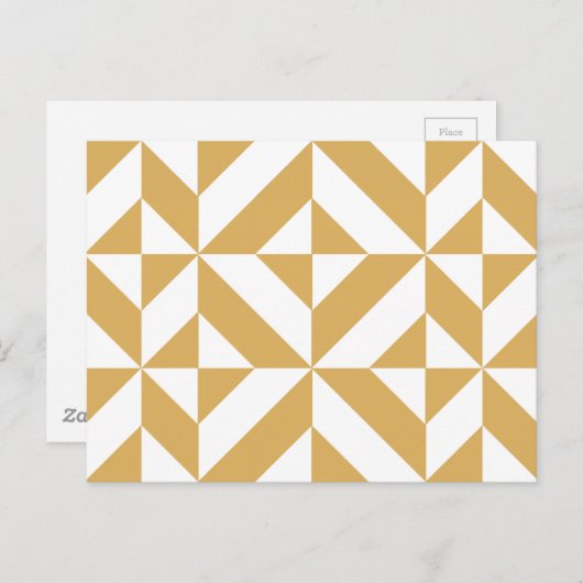 Deep Cool Gold Geometric Deco Cube Patroon Briefkaart (Voorkant / Achterkant)