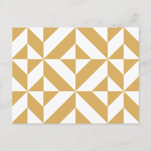 Deep Cool Gold Geometric Deco Cube Patroon Briefkaart