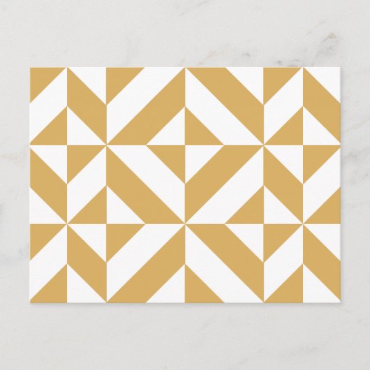Deep Cool Gold Geometric Deco Cube Patroon Briefkaart (Voorkant)