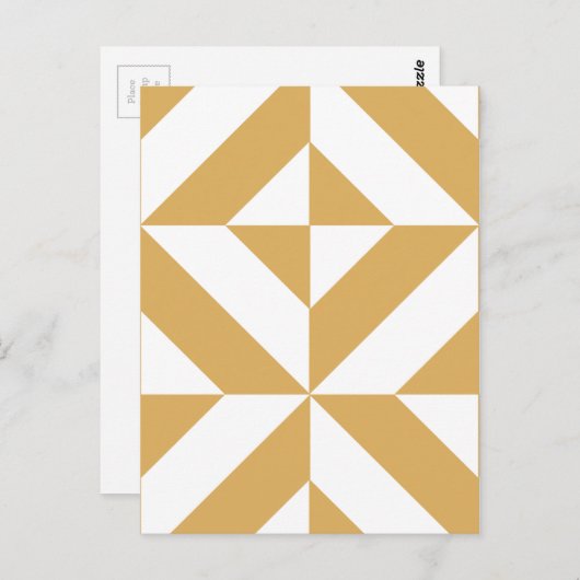 Deep Cool Gold Geometric Deco Cube Patroon Briefkaart (Voorkant / Achterkant)