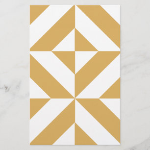 Deep Cool Gold Geometric Deco Cube Patroon Briefpapier