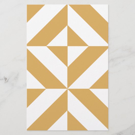 Deep Cool Gold Geometric Deco Cube Patroon Briefpapier (Voorkant)