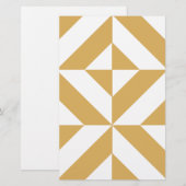 Deep Cool Gold Geometric Deco Cube Patroon Briefpapier (Voorkant / Achterkant)