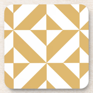 Deep Cool Gold Geometric Deco Cube Patroon Drankjes Onderzetter