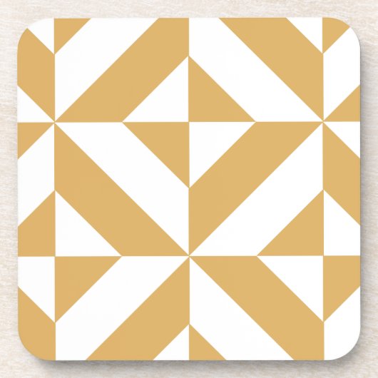 Deep Cool Gold Geometric Deco Cube Patroon Drankjes Onderzetter (Voorkant)