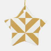 Deep Cool Gold Geometric Deco Cube Patroon Keramisch Ornament (Voorkant)