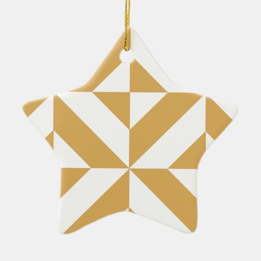 Deep Cool Gold Geometric Deco Cube Patroon Keramisch Ornament (Voorkant)