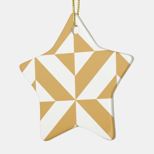Deep Cool Gold Geometric Deco Cube Patroon Keramisch Ornament (Links)