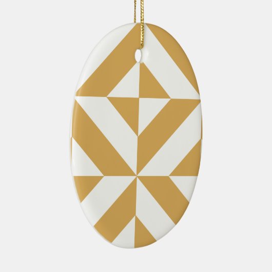 Deep Cool Gold Geometric Deco Cube Patroon Keramisch Ornament (Rechts)