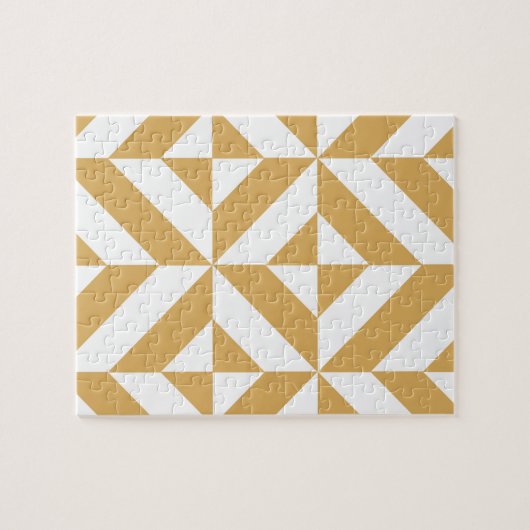 Deep Cool Gold Geometric Deco Cube Patroon Legpuzzel (Horizontaal)