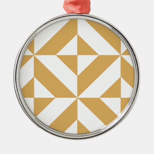 Deep Cool Gold Geometric Deco Cube Patroon Metalen Ornament (Voorkant)