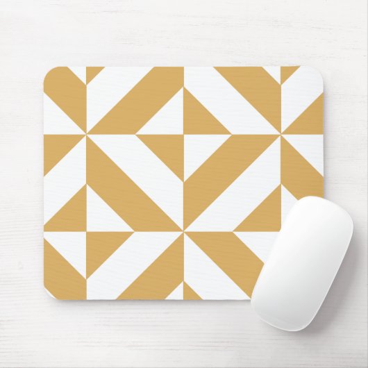 Deep Cool Gold Geometric Deco Cube Patroon Muismat (Met muis)