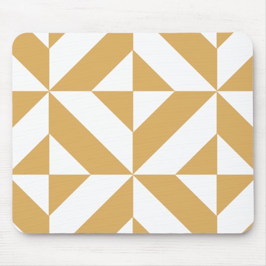 Deep Cool Gold Geometric Deco Cube Patroon Muismat (Voorkant)