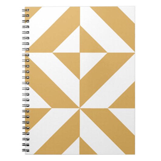 Deep Cool Gold Geometric Deco Cube Patroon Notitieboek (Voorkant)