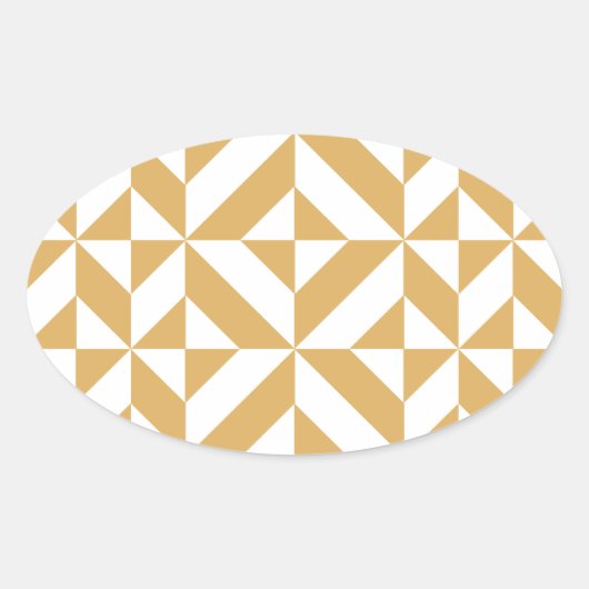 Deep Cool Gold Geometric Deco Cube Patroon Ovale Sticker (Voorkant)
