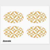 Deep Cool Gold Geometric Deco Cube Patroon Ovale Sticker (Vel)