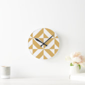 Deep Cool Gold Geometric Deco Cube Patroon Ronde Klok (Huis)