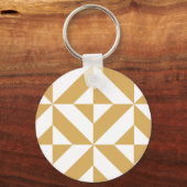 Deep Cool Gold Geometric Deco Cube Patroon Sleutelhanger (Voorkant)