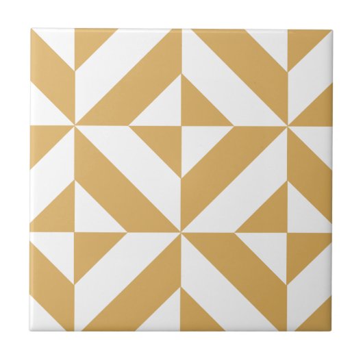 Deep Cool Gold Geometric Deco Cube Patroon Tegeltje (Voorkant)